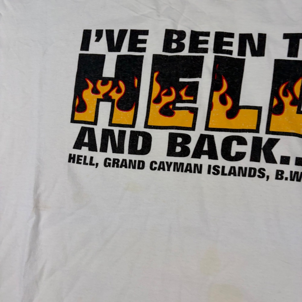 Hell And Back T-Shirt‎ Mens 2XL White Vintage Grand Cayman Graphic Promo Y2K - Picture 10 of 16